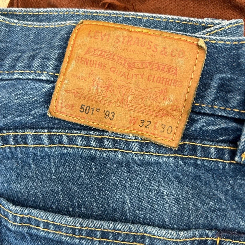 Levis 501 Jeans Mens 32x30 Blue 93 Straight Leg Denim Button Fly Premium Vtg Y2K